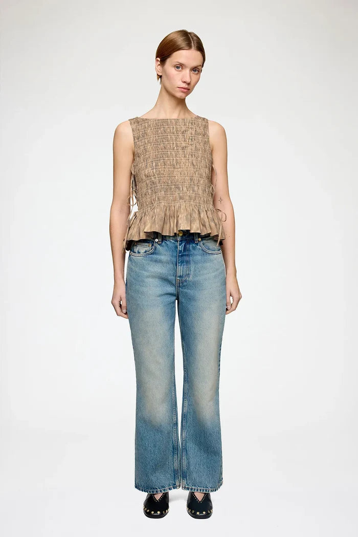 Smock Top in Printed Stretch Shirts & Tops Ganni