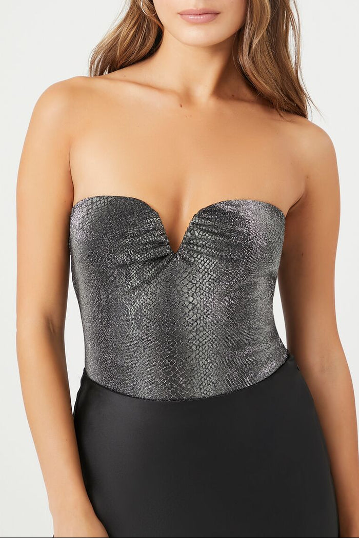 Snake Print Sweetheart Bodysuit