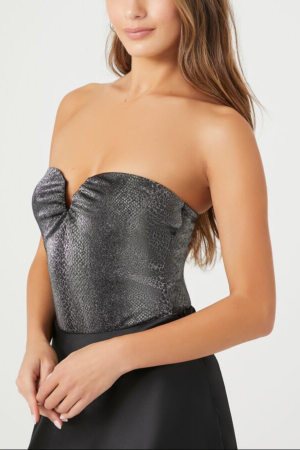 Snake Print Sweetheart Bodysuit