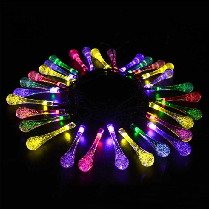 Gadget Gerbil Color Solar Powered Raindrop String Lights