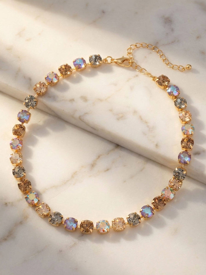 Sorrelli Matilda Choker Necklace with warm brown Honey Bourbon crystals in a bright gold-tone finish
