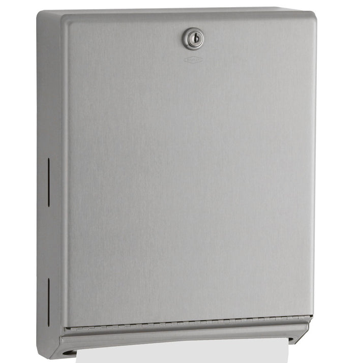 STAINLESS STEEL MULTIFOLD PAPER TOWEL DISPENSER W/ KEY LOCK BOBRICK 262