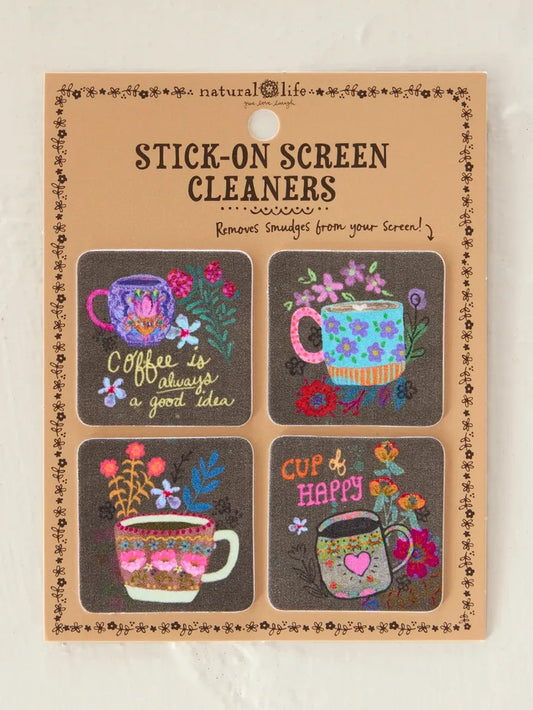 Stick-On Screen Cleaner, Set of 4 - Coffee-view 1