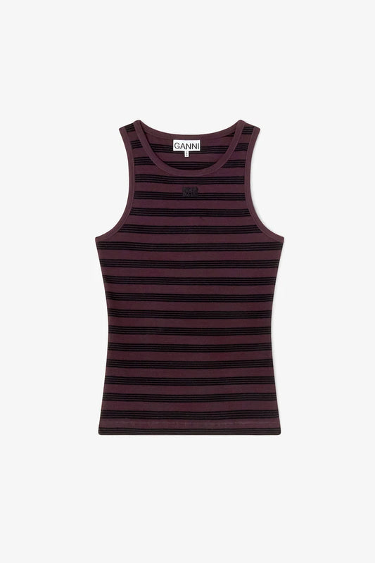 Stripe Rib Tank Top T-Shirts Ganni