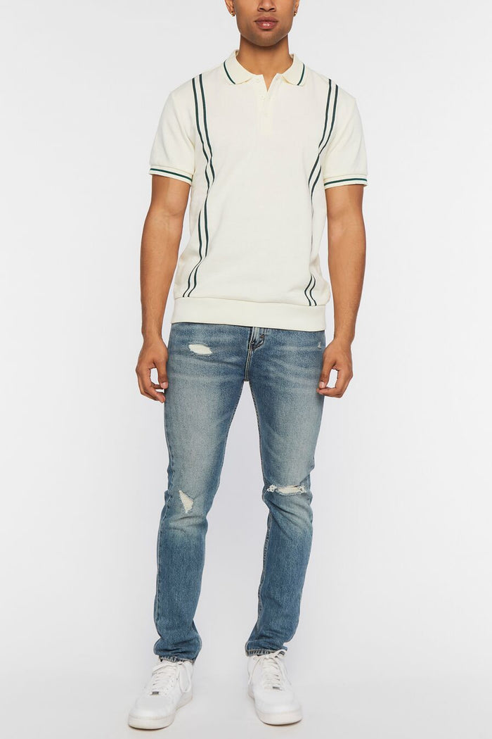 Striped-Trim Polo Shirt