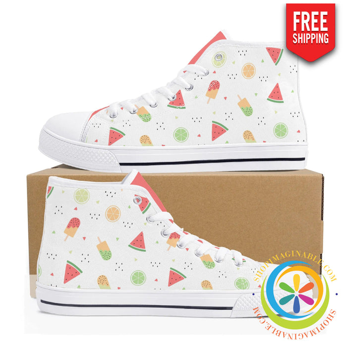 Summer Watermelon Ladies High Top Canvas Shoes