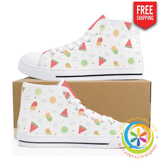 Summer Watermelon Ladies High Top Canvas Shoes