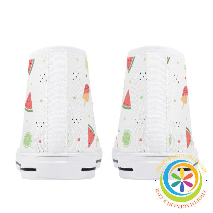 Summer Watermelon Ladies High Top Canvas Shoes