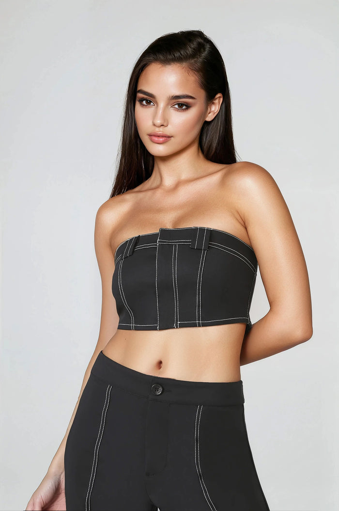 Super Cropped Button-Front Tube Top