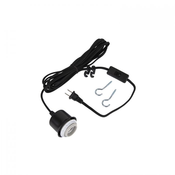 Swag Kit SW1001-FB Swag Portable Pendant Black Cloth Cord with Socket 15 Ft Craftmade