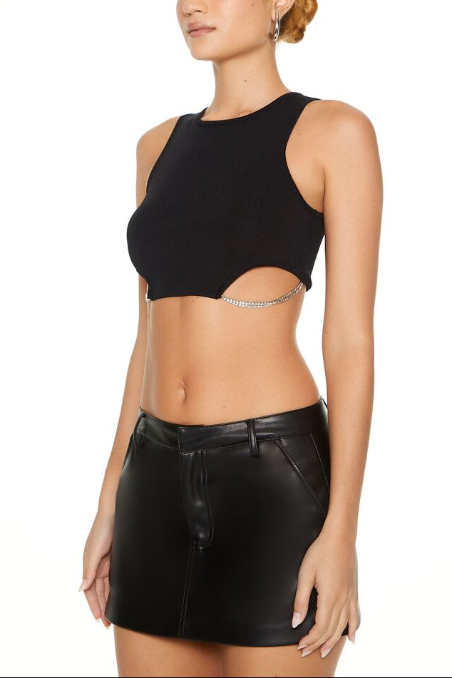 Sweater-Knit Chain Crop Top