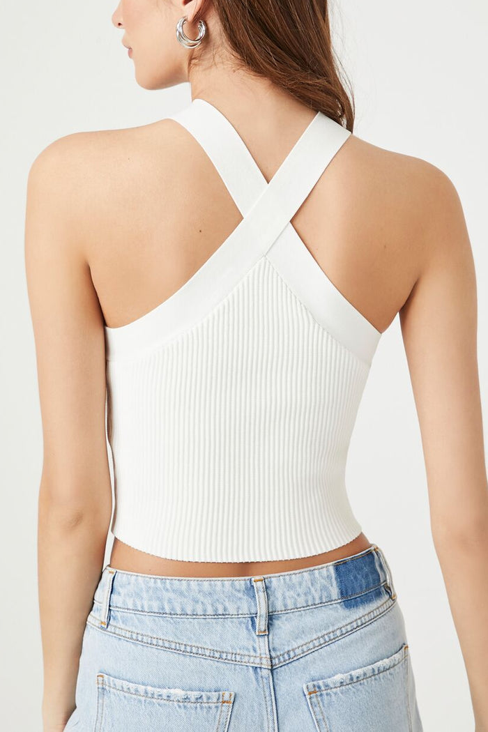Sweater-Knit Crisscross Crop Top