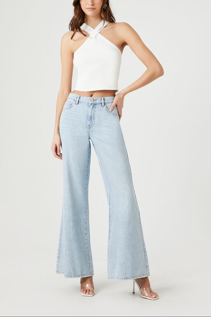 Sweater-Knit Crisscross Crop Top