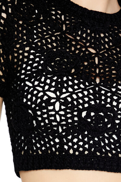 Sweater-Knit Crochet Crop Top