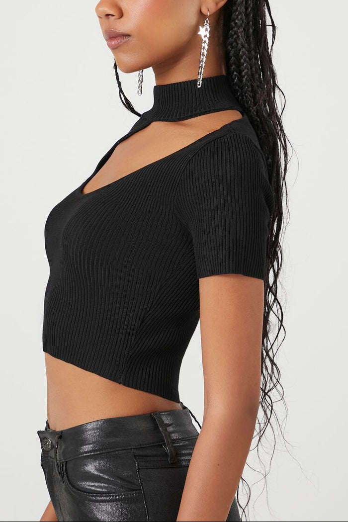 Sweater-Knit Cutout Crop Top