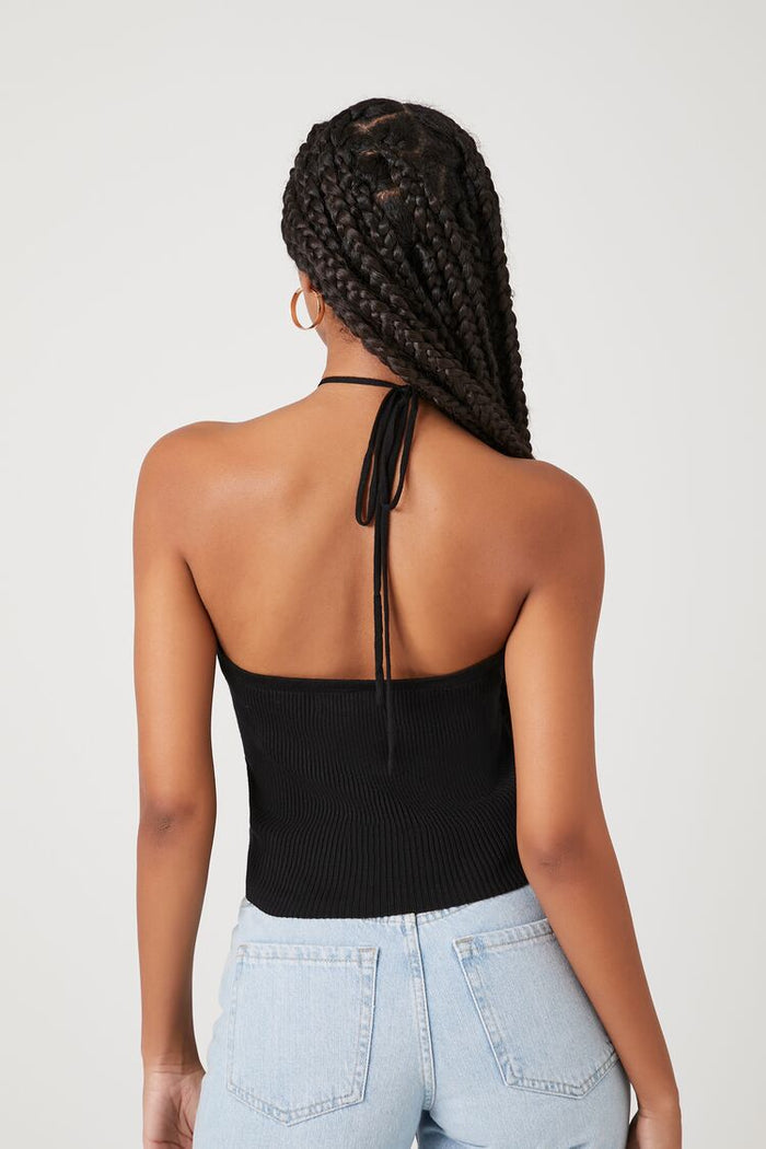 Sweater-Knit Halter Crop Top