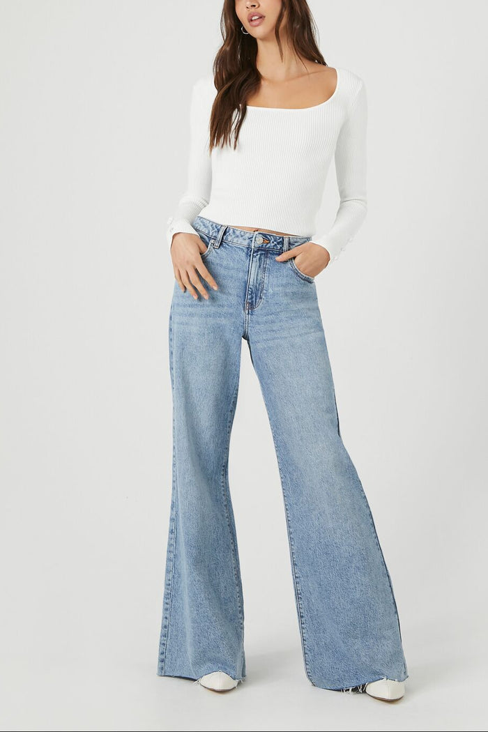 Sweater-Knit Scoop-Neck Crop Top