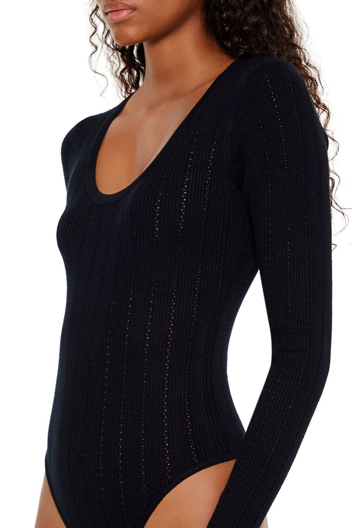 Sweater-Knit Thong Bodysuit