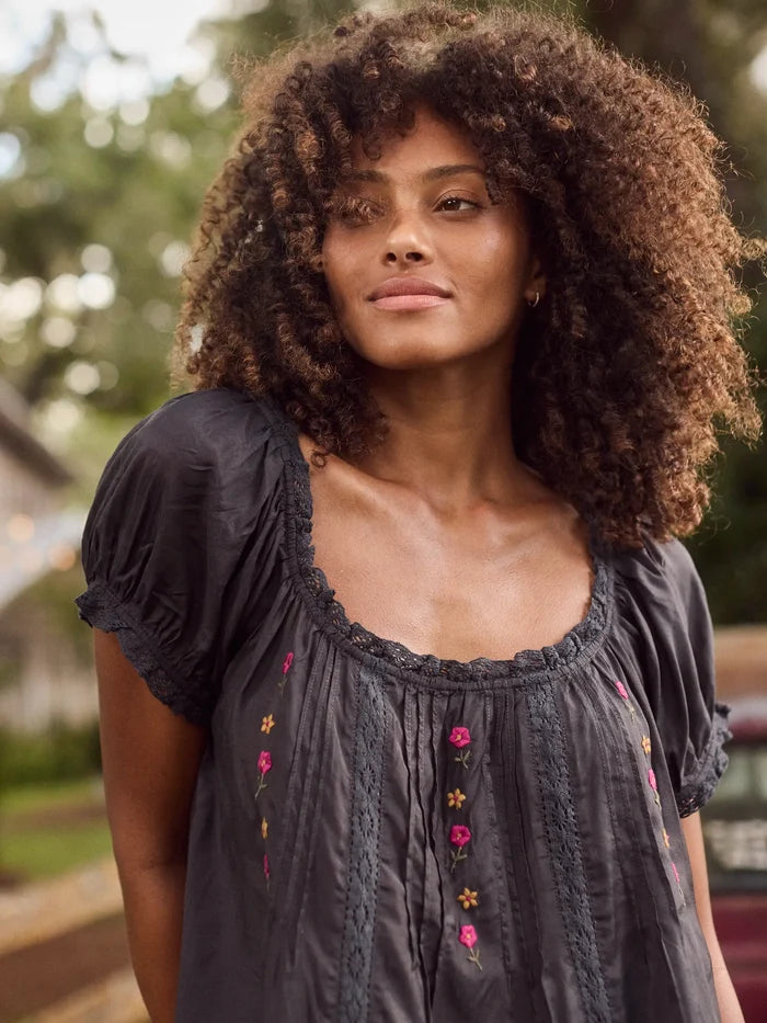 Sweet Nothings Embroidered Top - Charcoal-view 1