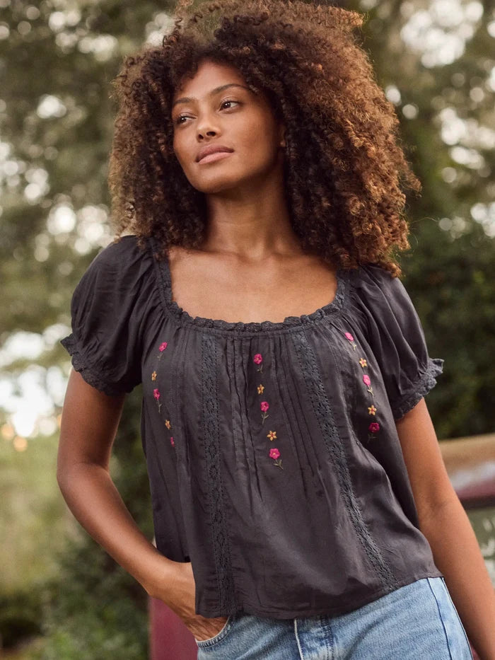 Sweet Nothings Embroidered Top - Charcoal-view 3
