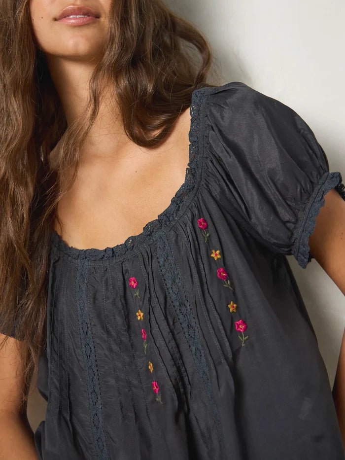 Sweet Nothings Embroidered Top - Charcoal-view 4