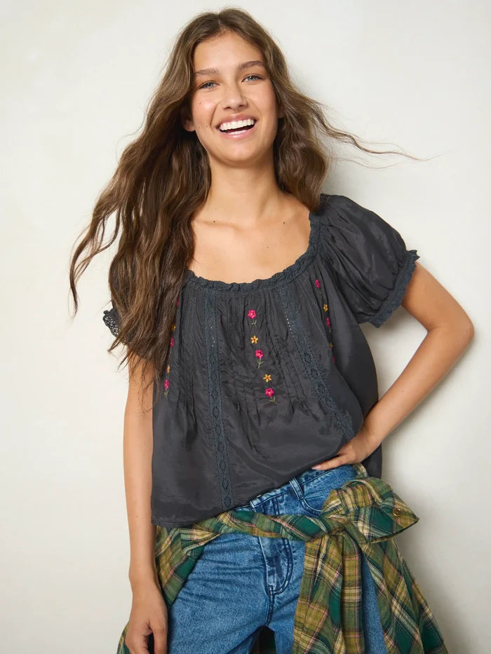 Sweet Nothings Embroidered Top - Charcoal-view 5