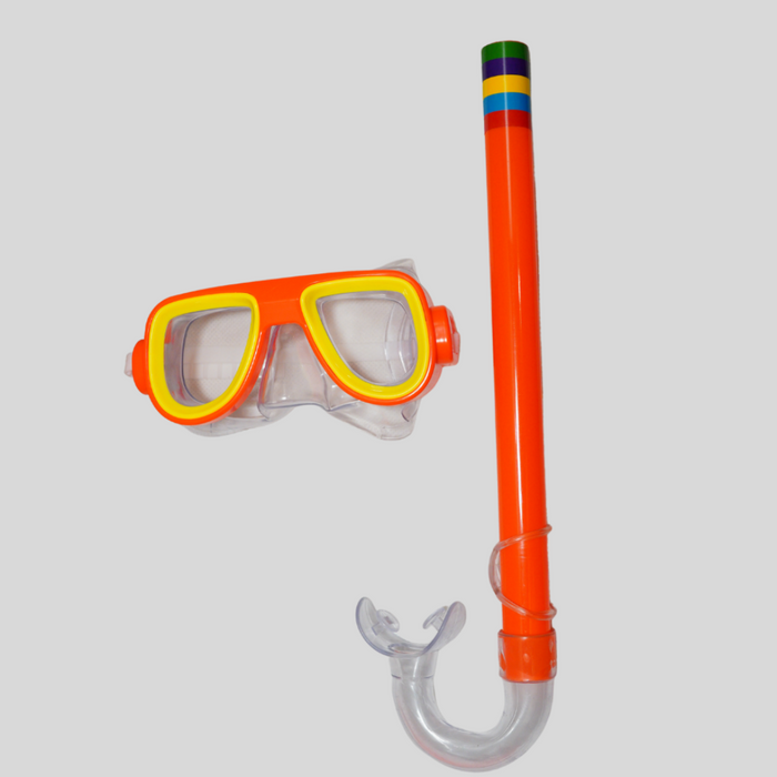 Swimming Snorkel With Flapper Set and Goggles For Kids 3402