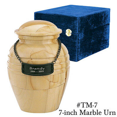Teak Color, Child/Pet Funeral Cremation Urn made out of a block of Solid Marble