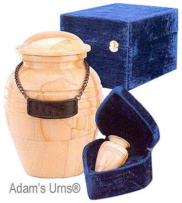 Teak Color, Child/Pet Funeral Cremation Urn made out of a block of Solid Marble