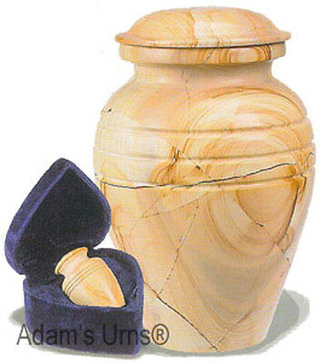 Teak Color, Child/Pet Funeral Cremation Urn made out of a block of Solid Marble