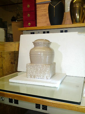 Teak Color, Child/Pet Funeral Cremation Urn made out of a block of Solid Marble