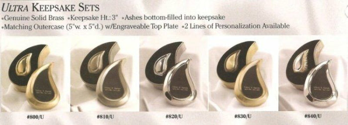 Tear-Drop Keepsake, Solid Brass Funeral Cremation Urn, 3 Cubic Inches