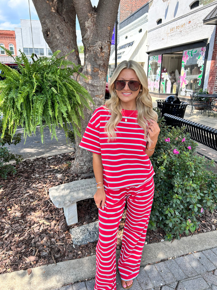 TERRY STRIPE PANTS SET
