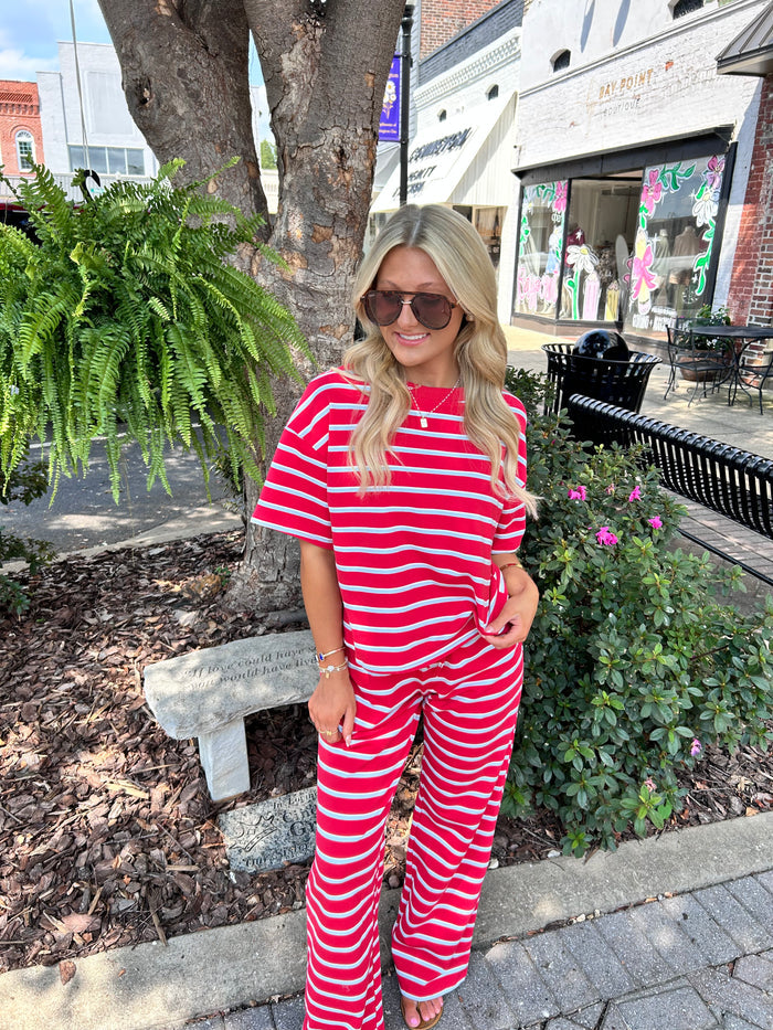 TERRY STRIPE PANTS SET