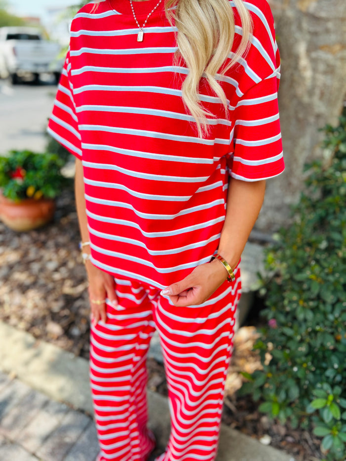 TERRY STRIPE PANTS SET