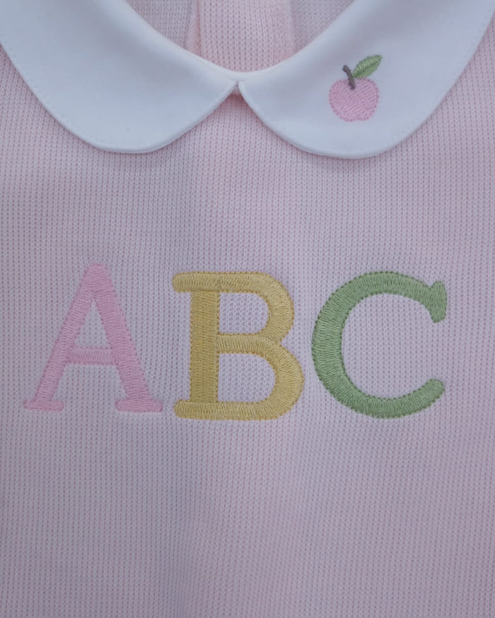 The Little Learners Romper Blush - Knitted Pima Cotton - The Blue Zebra