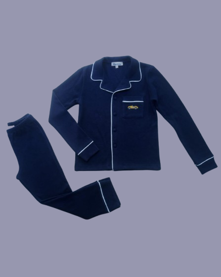 The Little Racer Pima Pyjamas - Luxury Hand-Embroidered Boys' Knitted Pima Cotton Pyjamas