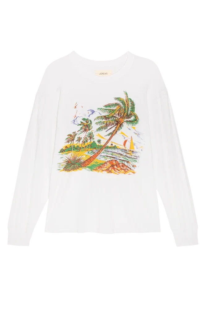 The Long Sleeve Relaxed Crew w/ Windy Shore Graphic T-Shirts & Tanks The Great