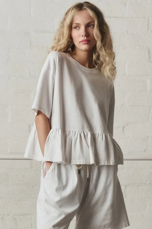 The Oversized Ruffle Peplum Tee T-Shirts & Tanks The Great