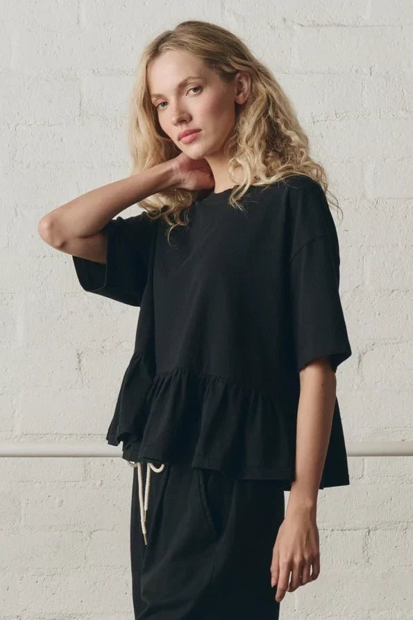 The Oversized Ruffle Peplum Tee T-Shirts & Tanks The Great