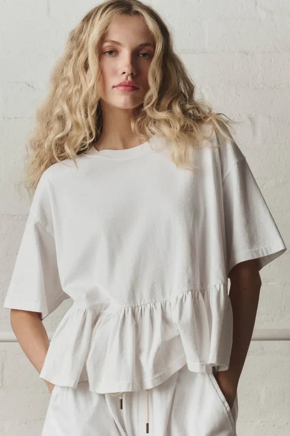 The Oversized Ruffle Peplum Tee T-Shirts & Tanks The Great