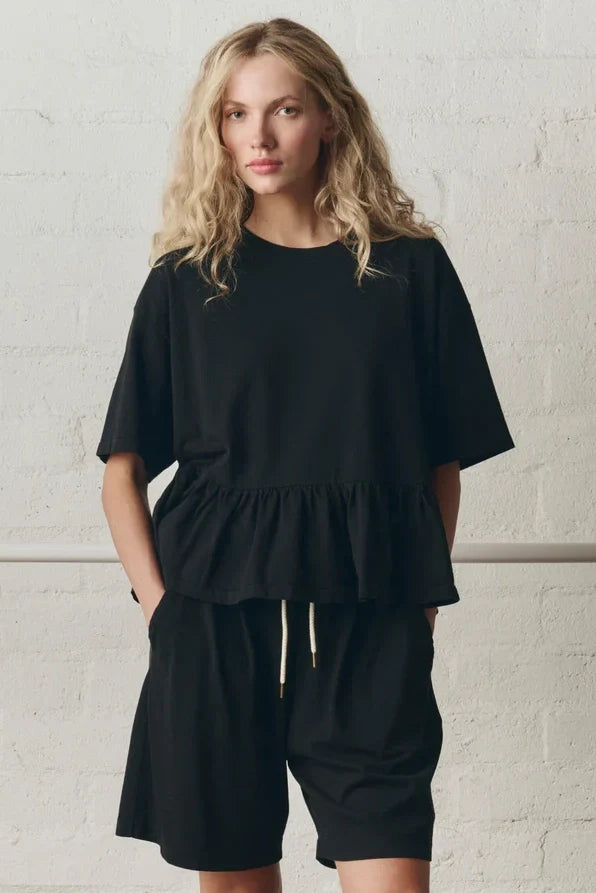 The Oversized Ruffle Peplum Tee T-Shirts & Tanks The Great