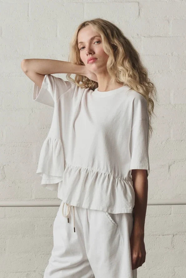 The Oversized Ruffle Peplum Tee T-Shirts & Tanks The Great
