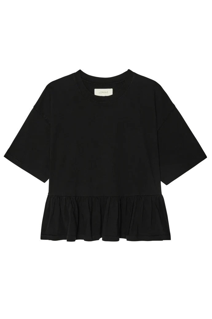 The Oversized Ruffle Peplum Tee T-Shirts & Tanks The Great