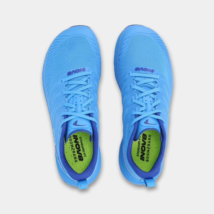 Pair of INOV8 TrailFly Speed V2 trail running shoes, blue, top view