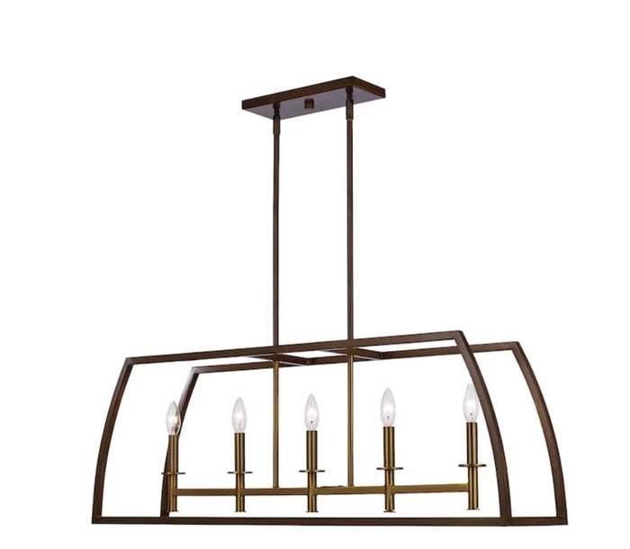 Island Chandelier TransGlobe 11305 Antique Gold Open Cage 5 Light Island Pendant TransGlobe