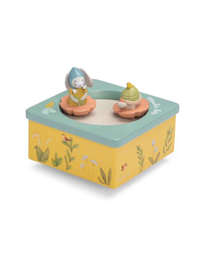 Trois Petits Lapins Music Box – Rabbit & Tortoise Musical Box - Moulin Roty