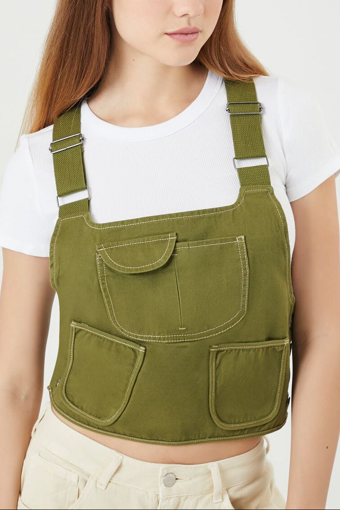 Twill Overall Crop Top