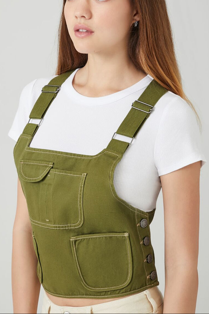 Twill Overall Crop Top