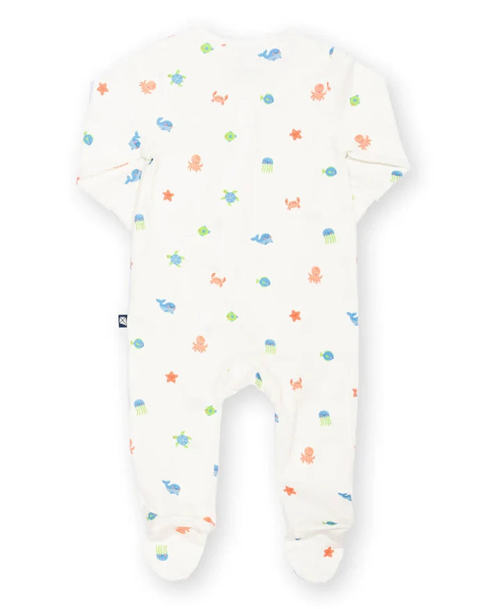 Under The Sea Organic Baby Sleepsuit – Zip Front Babygrow - Kite